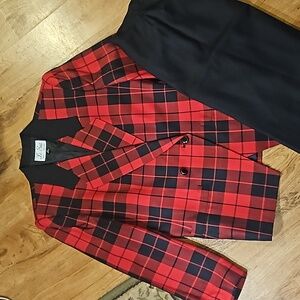 Le Suit 2pc suit (plaid blazer and  black skirt) size 14